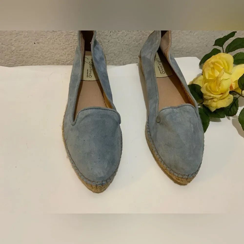 Gairno Spain ARCADIA Blue Leather Suede Slip On Espadrilles Flat Shoe Sz 41